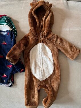 Carters newborn boy reindeer coverall